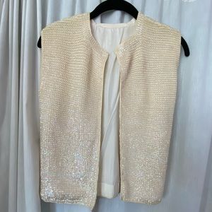 Cream with iridescent sequins handmade vintage vest